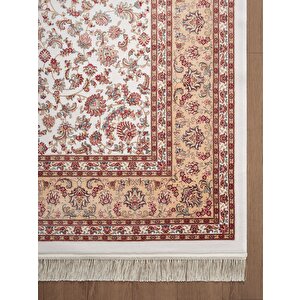 Imperial Luxe Il001r Krem Bej Çerçeveli Halı Klasik Desen 100 Tarak Bambu Viskon İpek Serisi