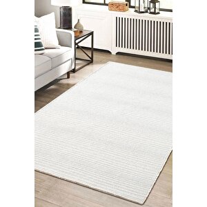 Decor Dc002w Beyaz Doğal Kalın Kilim Kenar Saçaklı Üst Sınıf Kalite Karmen Halı İpek Serisi 80x150 cm