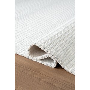 Decor Dc002w Beyaz Doğal Kalın Kilim Kenar Saçaklı Üst Sınıf Kalite Karmen Halı İpek Serisi 80x150 cm