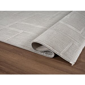 Sümer Sm015g Gri Rengi Halı Çizgi Desenli Dekoratif Modern Antialerjik Salon Mutfak Halısı 120x180 cm