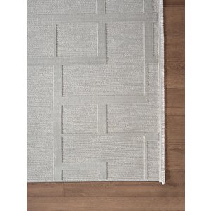 Sümer Sm015g Gri Rengi Halı Çizgi Desenli Dekoratif Modern Antialerjik Salon Mutfak Halısı