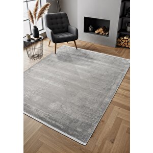 Cosmos Cs009z Gri Halı Modern Detaylı Pamuk Taban Viskon Tozuaz Salon Yatak Odası Koridor Halısı 300x400 cm