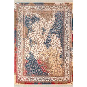 Diamente Dm006r Bej Krem Çerçeveli Halı Modern Klasik Desen 100 Tarak Bambu Viskon İpek Serisi 100x300 cm