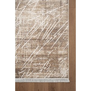 Etro Et010a Bej Modern Desenli Parlak Ağır Yüksek Sıklıkta Salon Halısı İpek Serisi