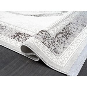 Dark Dk011g Gri Halı Antrasit Detay Kenar Çerçeveli Göbekli Akrilik Tozuaz Modern Salon Halısı