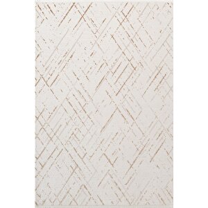 Icon Ic003s Krem Modern Gold Detaylı Akrilik Pamuk Tabanlı Salon Koridor Mutfak 4 Mevsim Halı 120x180 cm