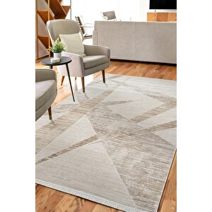 Etro Et009b Krem Modern Desenli Parlak Ağır Yüksek Sıklıkta Salon Halısı İpek Serisi 80x150 cm