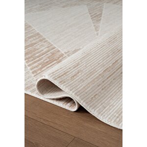 Etro Et009b Krem Modern Desenli Parlak Ağır Yüksek Sıklıkta Salon Halısı İpek Serisi 80x150 cm