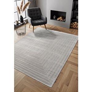 Cosmos Cs005g Gri Halı Modern Detaylı Pamuk Taban Viskon Tozuaz Salon Yatak Odası Koridor Halısı 240x340 cm