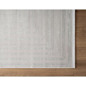 Cosmos Cs005g Gri Halı Modern Detaylı Pamuk Taban Viskon Tozuaz Salon Yatak Odası Koridor Halısı