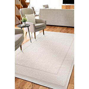 Etro Et002w Krem Klasik Modern Çerçeveli Desen Parlak Ağır Yüksek Sıklıkta Salon Halısı İpek Serisi 160x230 cm