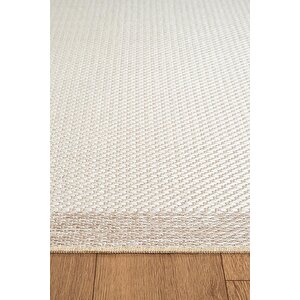 Zeen Ze002w Sisal Bej Beyaz Kolay Temizlenebilir Makinede Yıkanabilir Mutfak Halısı Pamuk Taban 200x290 cm