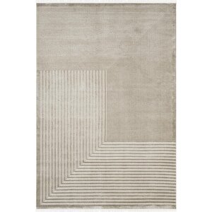 Jade Jd016b Bej Halı Modern Geometrik Desenli Triko Akrilik Pamuk Tabanlı Kaymaz Salon Halısı 80x150 cm