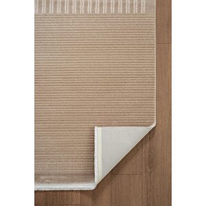 Jade Jd016b Bej Halı Modern Geometrik Desenli Triko Akrilik Pamuk Tabanlı Kaymaz Salon Halısı