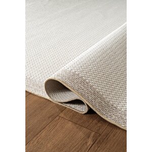 Zeen Ze002w Sisal Bej Beyaz Kolay Temizlenebilir Makinede Yıkanabilir Mutfak Halısı Pamuk Taban