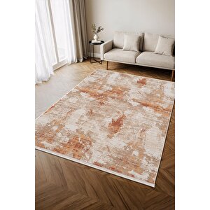 İndigo Id008t Beyaz Kahve Modern Desen Akrilik İplik Tozuaz Pamuk Taban Salon Mutfak Halısı 100x300 cm