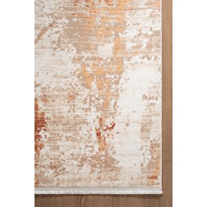 İndigo Id008t Beyaz Kahve Modern Desen Akrilik İplik Tozuaz Pamuk Taban Salon Mutfak Halısı