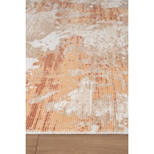 İndigo Id008t Beyaz Kahve Modern Desen Akrilik İplik Tozuaz Pamuk Taban Salon Mutfak Halısı 120x180 cm