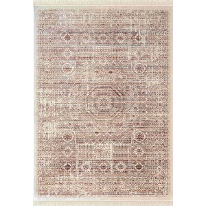 Diamente Dm003r Krem Çerçeveli Göbekli Klasik Desen 100 Tarak Bambu Viskon Renkli Halı İpek Serisi 160x230 cm