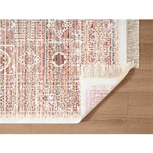 Diamente Dm003r Krem Çerçeveli Göbekli Klasik Desen 100 Tarak Bambu Viskon Renkli Halı İpek Serisi