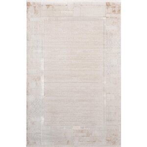 Vogue?vg001b Krem Bej Klasik Desen Modern Renk 100?tarak Viskon Salon Halısı İpek Serisi 160x230 cm