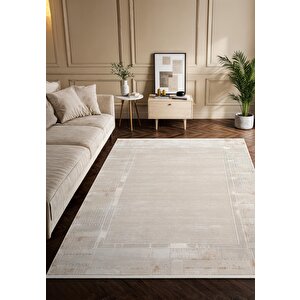 Vogue?vg001b Krem Bej Klasik Desen Modern Renk 100?tarak Viskon Salon Halısı İpek Serisi 160x230 cm