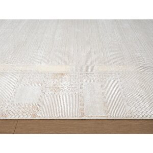 Vogue?vg001b Krem Bej Klasik Desen Modern Renk 100?tarak Viskon Salon Halısı İpek Serisi 160x230 cm