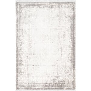 Etro Et012g Krem Modern Çerçeveli Desen Parlak Ağır Yüksek Sıklıkta Salon Halısı İpek Serisi 100x300 cm