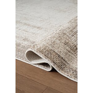 Etro Et012g Krem Modern Çerçeveli Desen Parlak Ağır Yüksek Sıklıkta Salon Halısı İpek Serisi 100x300 cm