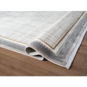 Fresco Fc002g Gri Çerçeveli Halı Modern Desen 100 Tarak Viskon Parlak Yumuşak İpek Serisi