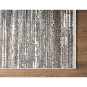 Cosmos Cs002a Gri Halı Modern Detaylı Pamuk Taban Viskon Tozuaz Salon Yatak Odası Koridor Halısı