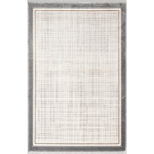 Fresco Fc002g Gri Çerçeveli Halı Modern Desen 100 Tarak Viskon Parlak Yumuşak İpek Serisi 200x290 cm