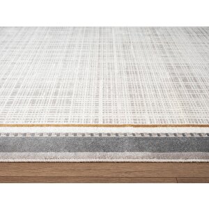 Fresco Fc002g Gri Çerçeveli Halı Modern Desen 100 Tarak Viskon Parlak Yumuşak İpek Serisi 200x290 cm
