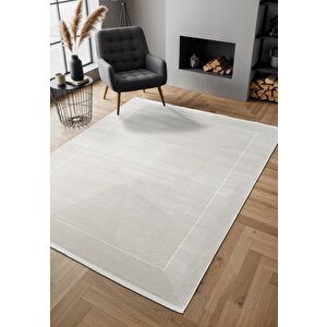 Cosmos Cs006w Beyaz Halı Modern Detaylı Pamuk Taban Viskon Tozuaz Salon Yatak Odası Koridor Halısı 160x230 cm