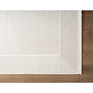 Cosmos Cs006w Beyaz Halı Modern Detaylı Pamuk Taban Viskon Tozuaz Salon Yatak Odası Koridor Halısı