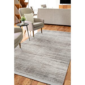 Etro Et011g Gri Modern Desenli Parlak Ağır Yüksek Sıklıkta Salon Halısı İpek Serisi 80x150 cm