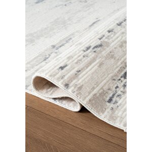 Icon Ic001m Krem Modern Lacivert Desen Akrilik Pamuk Tabanlı Salon Koridor 4 Mevsim Halı 240x340 cm