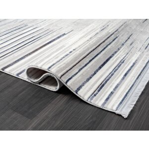 Tokyo Tk002m Gri Halı Lacivert Detaylı Modern Akrilik Kaymaz Taban Tozuaz Salon Halısı Yatak Odası