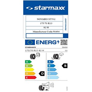 175/70 R13 Tl 82h Novaro St532 Oto Yaz Lastiği (üretim Tarihi:2025)