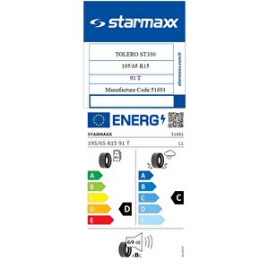195/65 R15 Tl 91t Tolero St330 Yaz Lastiği ( Üretim Yılı: 2025 )