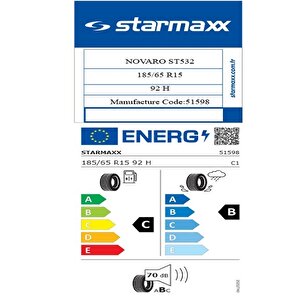 185/65 R15 Tl 92h Reinf. Novaro St532 Oto Yaz Lastiği ( Üretim Yılı : 2025 )