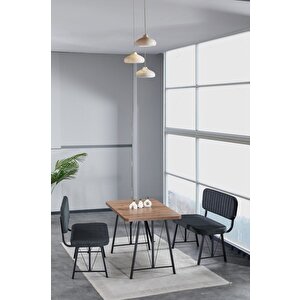 Hayat 70x110 Atlantik Mutfak Masası, Mutfak Masası Takımı, Yemek Masası, 2 Benchli - Antrasit Antrasit