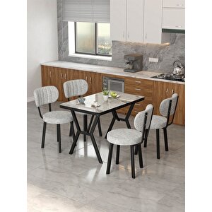Azra 70x110cm Efes Mutfak Masası, Mutfak Masası Takımı, Yemek Masası, 4 Açık Gri Sandalye Açık Gri