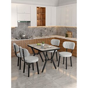 Azra 70x110cm Efes Mutfak Masası, Mutfak Masası Takımı, Yemek Masası, 4 Açık Gri Sandalye Açık Gri