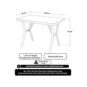 Azra 70x110cm Efes Mutfak Masası, Mutfak Masası Takımı, Yemek Masası, 4 Açık Gri Sandalye