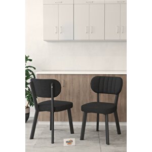 Gnr 90cm Sabit Atlantik Mutfak Masası Takımı, Yemek Masası, 4 Modern Siyah Sandalye Siyah