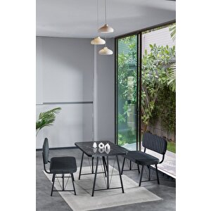 Hayat 70x110 Bendir Mutfak Masası, Mutfak Masası Takımı, Yemek Masası, 2 Benchli - Lacivert Lacivert