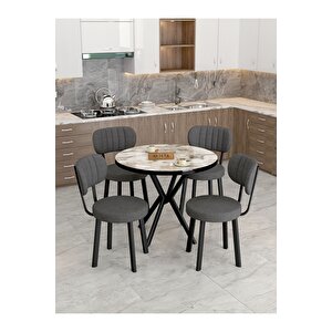 Azra 90cm Efes Mutfak Masası, Mutfak Masası Takımı, Yemek Masası, 4 Antrasit Sandalye Antrasit