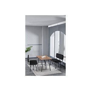 Hayat 70x110 Atlantik Mutfak Masası, Mutfak Masası Takımı, Yemek Masası, 2 Benchli - Siyah Siyah
