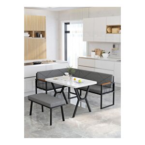 Src Serisi Balkon, Bahçe, Cafe, Köşe Takımı, Balkon Köşe Takımı - Beyaz Masalı - Koyu Gri Koyu Gri